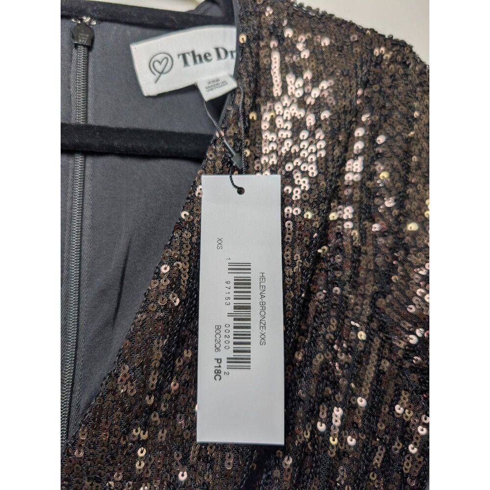 The Drop Sequin Mini Dress XXS | Bronze Glam Party Night Out Holiday Sparkle - Picture 7 of 10